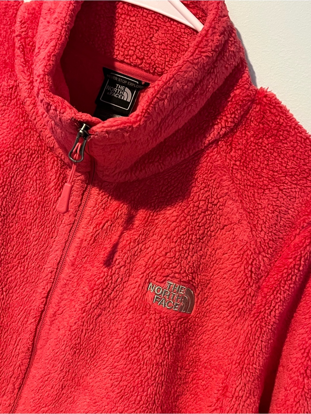 The North Face Women’s Pink Red Plush Full Zip-Up Fleece, Size XL - Picture 2 of 7